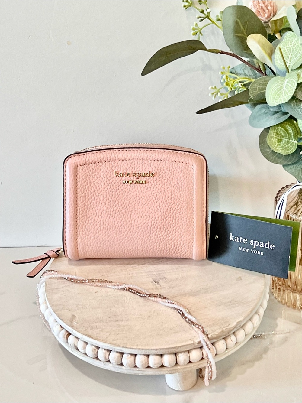 KATE SPADE ♠️ blush pink pebbled leather compact wallet